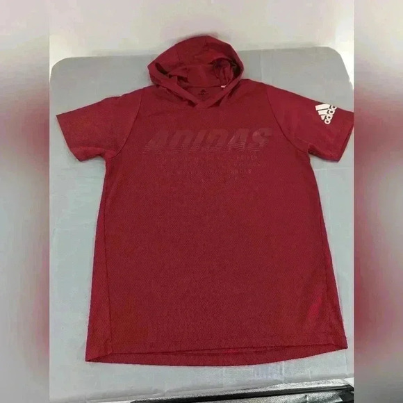 Adidas Freelift Hooded Mesh T Shirt / Adult (M) Red Climalite Polyester - Picture 1 of 11